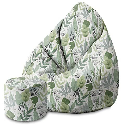 DreamRoots Sitzsack Kinder 70x70x105cm - Sitzsack mit Lehne und Hocker und Bezug - Sitzkissen Boden - Chill Sack Bubibag mit Füllung S-Lichtblum1