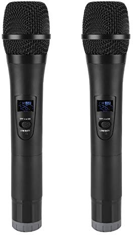Acouto 1 à 2 Microphone à Main sans Fil VHF Universel VHF Universel avec Récepteur pour Réunion d'affaires karaoké Noir (Noir)
