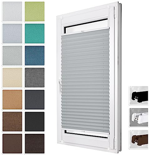 Market-Alley Plissee nach maß, Plissee Klemmfix ohne Bohren Sonnenschutz Plisseerollo Jalousie Lichtdurchlässig und Blickdicht für Fenster & Tür (Hohe 50-149 cm)