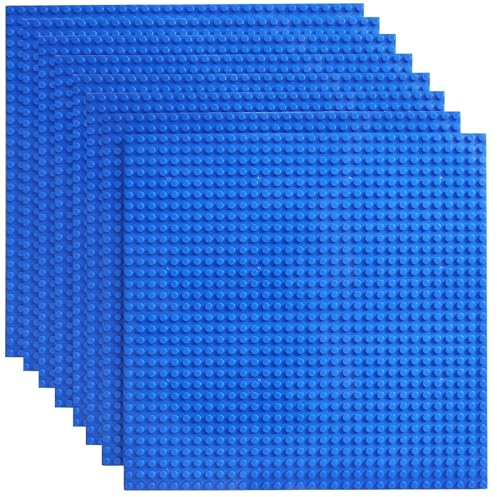 HUIZDQ 8 Stück Klassische Grundplatten für Bauklötze, 100% kompatibel mit Allen großen Marken, mit 32 X 32 Noppen, Blau