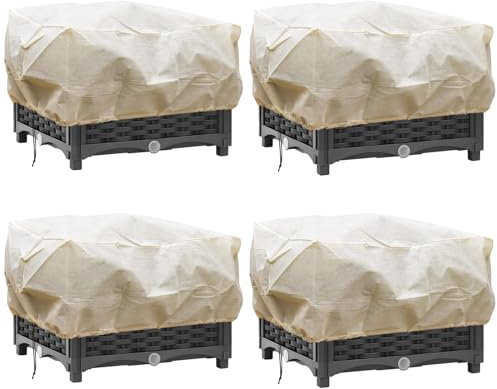 Hydrogarden Saco Protector para Plantas de Invierno, 100 x 45 x 40 cm, protección contra heladas, para Plantas, Invierno, protección contra el frío, con cordón y Cremallera, Color Beis, 4 Unidades