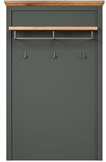 trendteam smart living - Stanton - Garderobenpaneel - Tannengrün/Evoke Eiche - Wandpaneel mit Hutablage, Kleiderstange und 3 Haken in schwarz - (BxHxT) 77 x 123 x 28 cm - Landhausstil