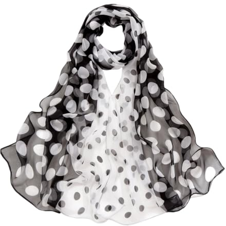 Kabelife Damenschal mit Punkte Muster Lang Schal für Sommer Herbst Winter weicher Tuch Stola (Schwarz-Weiß)