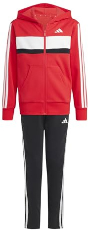 adidas Unisex Kids Seasonal Essentials Tiberio 3 Stripes Fleece Track Suit, pure ruby/white, 15-16 Years