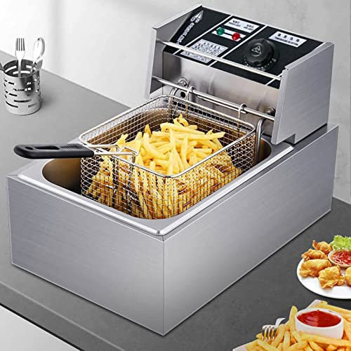 10L Elektrisk Fritös Rostfritt Stål Kommersiell Fritös Med Korglock Elektriska Bänkfritöser För Hemkök Och Kalkon Pommes Frites