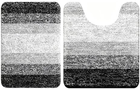 Vetin 2Pcs Microfiber Bath Mat, 50x60cm Extra Soft Thick Non-Slip Washable