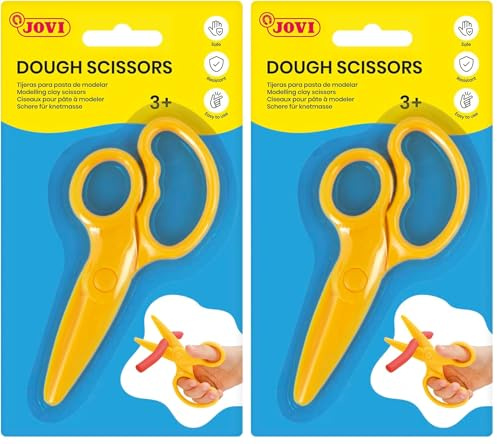 Jovi - Les ciseaux pour enfants coupent les pâtes, Idéal pour façonner vos créations avec de l'argile, de la boue ou de la pâte à modeler, Aide à développer la motricité fine (428) (Lot de 2)