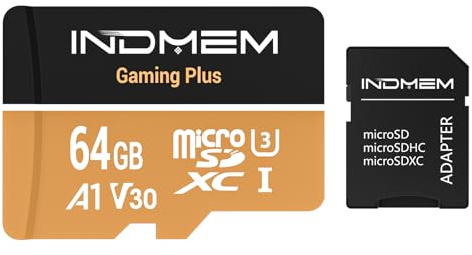 Micro-SD-kort 64 GB med höghastighetsprestanda (90 MB/s läsning, 25 MB/s skrivning), kompatibel med DSLR, drönare, actionkamera och bärbara enheter (1 mikro SD-kort + 1 adapter)
