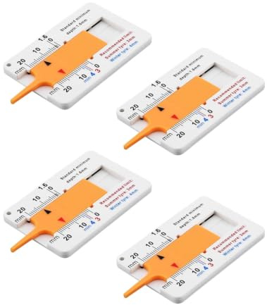 WUNZILO 4 Pcs Medidor de Profundidad de Neumáticos 0-20mm, Herramienta de Medición de Desgaste de la Banda de Rodadura, Profundimetro y Comprobador de Neumáticos para Motocicletas y Automóviles