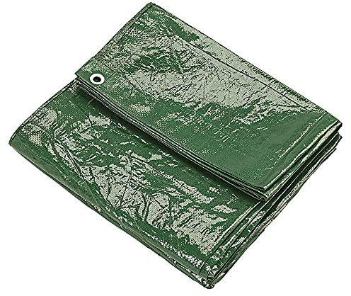 KAV Universal Premium Cover 120 GSM Tarpaulin Waterproof Heavy Duty 18x24 ft Tarp with Eyelets Ground Sheet for Garden Furniture, Pool, Car, Truck- GREEN, 5.4 m x 7.4 m