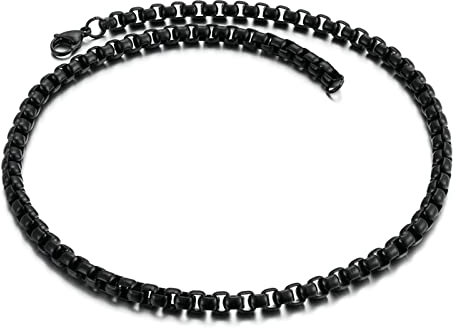 Bishilin Herrhalsband utan hänge rostfritt stål, ärtkedja 6 mm partnerkedja 45–65 cm guld svart silver vänskapskedja, Ingen ädelsten
