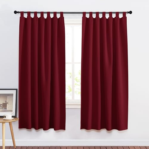 PONY DANCE Tende Oscuranti Natalizie per Soggiorno Tenda Rosso Termica per Camera da Letto Curtains Coprenti per Interni con Passanti 2 Pezzi 140x175 CM