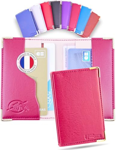 Ugozen Porta Carte Di Credito RFID Blocco Piccolo | Portacarta Custodia Anticlonazione per Uomo E Donna – Portafoglio compatto 4 Piazzole Sicura E Card Proteggi (Bordeaux)