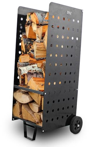 Bituxx Kaminholz Wagen Karre Transportkarre Holzwagen Holzkorb Kaminwagen Brennholzwagen für Holz bis 100 Kg