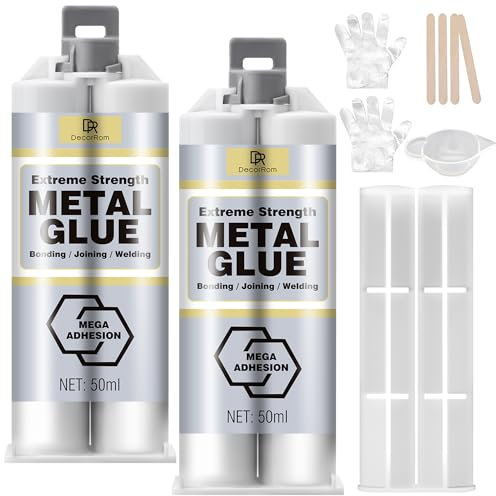 Metallkleber Extra Stark für Metall, Edelstahl & Gusseisen - 2 Komponenten Kleber Epoxidharz 100ml - Flüssigmetall Kleber zum Schweißen & Reparieren, Hochfester Klebstoff für Kunststoff, Holz, Keramik