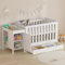BSTSEL 2 in 1 Cot Crib with Changing Table, Baby Bed with Adjustable 3-Level Height Base, Storage Drawer, Anti-Chew Guard, Teething Rails, Newborn Essentials, for 0-3 Years Infants