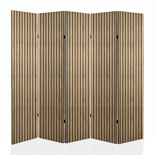 framed concept Paravent Raumteiler | Holzrahmen | 225x172 cm, 5-teilig beidseitig, Sichtschutzwand
