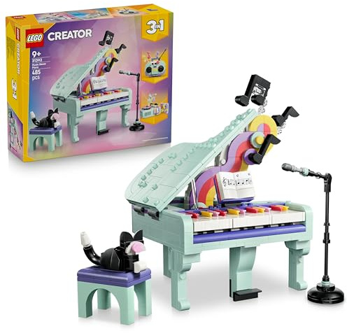 LEGO Creator 3-en-1 Décoration Musicale : Piano et Chat - Jouet - Maquette Rétro se Transformant en Radio ou Tourne-Disque - Décoration de Chambre d'Enfant DIY - Cadeau Fille ou Garçon dès 9 ans 31392