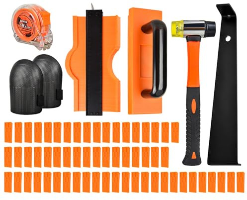 Equipo de colocación de suelos laminados, de goma y accesorios de bloque de golpeo - Kit de instalación para suelos laminados, para preparación de suelos de subsuelo, colocación de tablas de