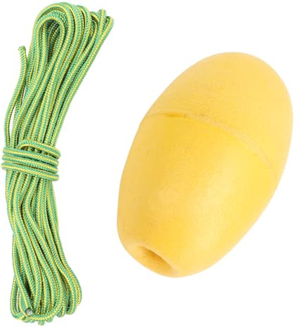 BTOSEP Corde de natation robuste pour accessoires de kayak et de bateau avec balle de flottabilité en PVC et harnais en nylon, idéale pour les bateaux gonflables, jaune, 1 unité (corde jaune-vert)