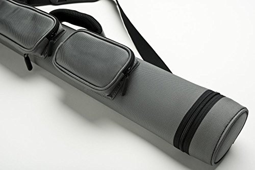 CUEL Billard-Köcher Sport Silber 2/2 für Pool-Billard-Queues, mit Schultergurt, Tragegriff und Zwei Seitentaschen für Billardzubehör