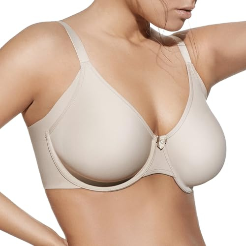 Selene, Sujetador Reductor para Mujer con Banda Alta y Aro, Costuras Planas, Sin Relleno, Colección Eugenia, Color Tierra, Talla 110C