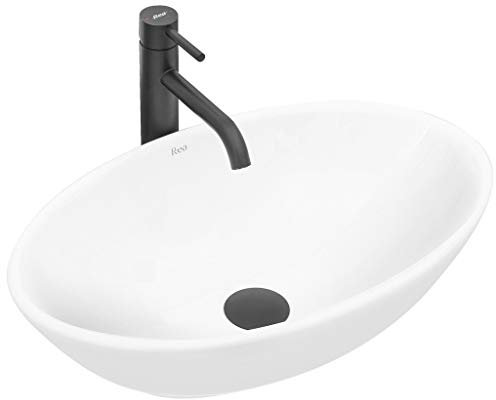 Rea Aufsatzwaschbecken Pamela Weiß Waschbecken für Badezimmer aus Keramik 53 x 33 x 15 cm