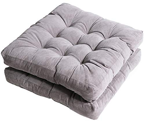 Tiita Outdoor Chair Cushions 22 x 22 Square Seat Pillows Set of 2 Throw Floor Pads for Patio Garden Furniture Chairs Office Livinh Room, Grey