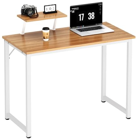 SogesPower Escritorio de Computadora, Escritorio de Oficina, Mesa de Trabajo, Mesa de Conferencia para el Hogar y la Oficina, 80×40×75 cm, Roble