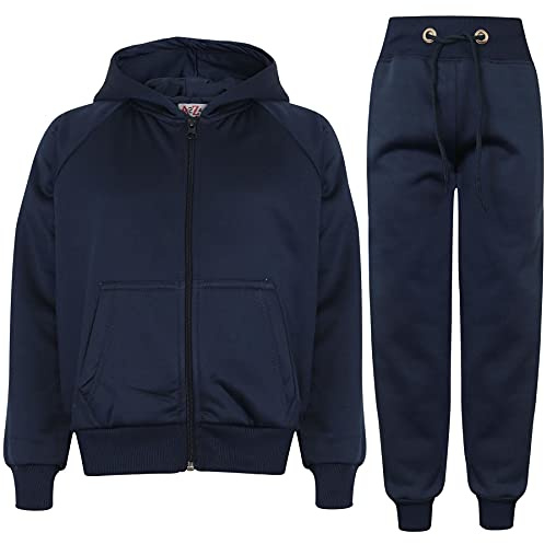 A2Z 4 Kids Tracksuit Hoodie Jogger Set - T.S Plain 109 Navy 9-10