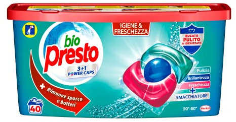 Bio Presto Power Caps Higiene Detergente Lavadora Predosato En Cápsulas Paquete de 40 Lavados - 520 g