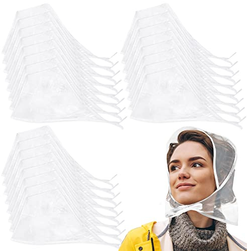 Tarpop 24 Pcs Women's Rain Bonnet Cap with Visor Clear Waterproof Scarf Plastic Hats Lady Rain Wear(Clear)