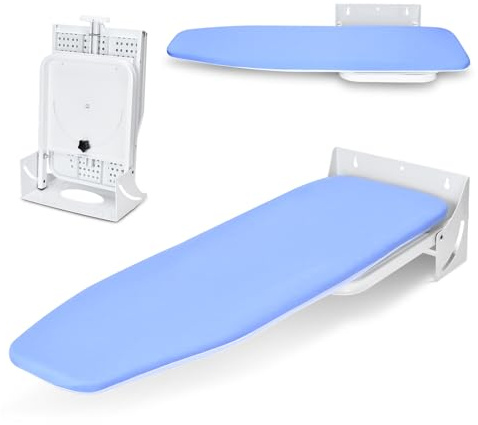 Wall Mounted Ironing Board 38.7 x 12 Inch, 180° Swivel Heavy Duty Ironing Board with Heat Resistant Cover, Space Saving Wall Mount Folding Ironing Boards for Small Spaces Home Laundry Room