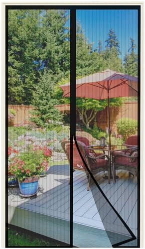 Magnet Fliegengitter Balkontür, 90x190cm Fliegengitter tür Ohne Bohren, Insektenschutz Tür für Balkontüren, Fenstertüren, Terrassentüren, Schwarz