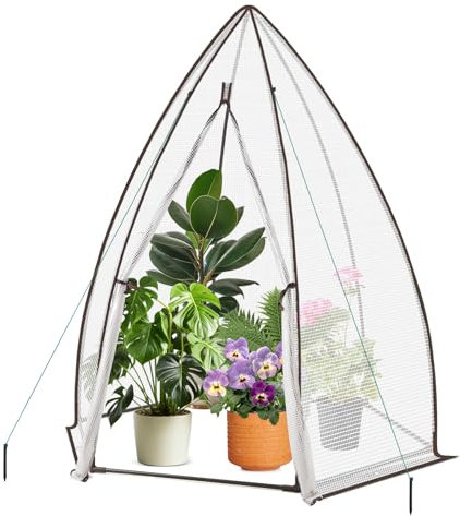 Sekey Serre hexagonale pour tomates - 160 x 160 x 180 cm - Serre en Film pour Arbre Miniature - Stable - Résistante à l'hiver - pour Jardin, Balcon, intérieur - Blanc (M)