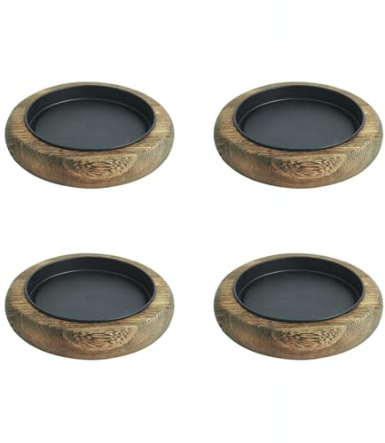 CRFASIBE Set de 4 Portavelas de Madera, Diseño Rústica, Soportes para Velas de Pilar, Decoración para Hogar, Boda, Navidad y San Valentín (Estilo D)