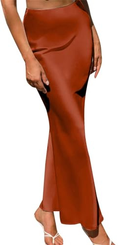 Pennkjol dam lång elegant: satinkjol lila satin kjol curvy sidenkjol lång svart maxikjol fläckkjolar midja elegant sidenkjol pennkjol lång kjol vintage sidenkjol silke kjol