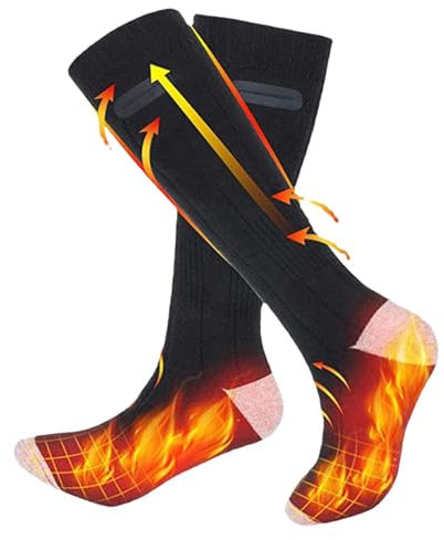 Heat Long Heated Socks for Hunting, Electric Waterproof Stockings, 3-Temperature Rechargeable Foot Warmers, Skiing, Outdoor