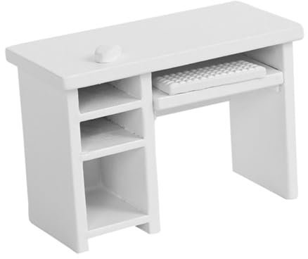 TOYANDONA 1 Set Puppenhaus Computertisch Mini Computer Puppenmöbel Puppenhausmöbel Puppenhausmöbel Requisite Puppenhaus Bürotisch Modell Bürotisch Modelle Schiene Weiß