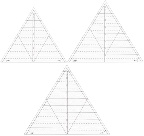 BENECREAT 3 Regla Triangular de 60 Grados para Acolchar, Reglas para Plantillas de Acolchado Triangulares de 20.3/22.8/25.4cm para Coser Patrones de Corte de Patchwork Y Manualidades DIY