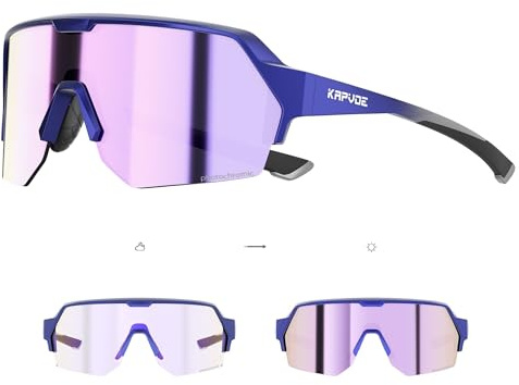 KAPVOE Gafas Deportivas Fotocromáticas hombre mujer con Protección UV400 Gafas para Ciclismo de Montaña Running MTB K360
