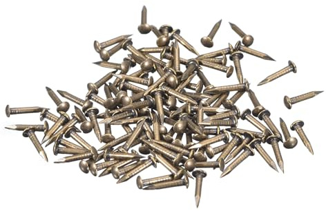 uxcell 420Pcs Small Tiny Nails 1.2x8mm(DxL) Tiny Brass Nails Hardware Round Head Brass Nail for Wooden DIY Projects Decorative Boxes Household, Bronze Tone