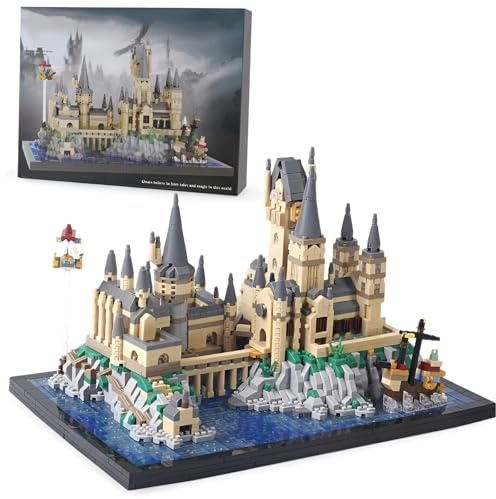 PlaySynthe Micro Magic Castle Bausteine Bausatz, 2900+ Teile Mini Schloss Klemmbausteine, Schloss Bausteine, Kreatives Turm Architektur Modell Spielzeug, Geschenke für Filmfan und Erwachsene