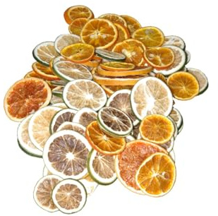 Potpurri 22840-7254 agrumi giallo-verde-arancio-rosso decorazione potpourri miscela frutta decorazione natalizia essiccata 1 sacchetto da 250 g