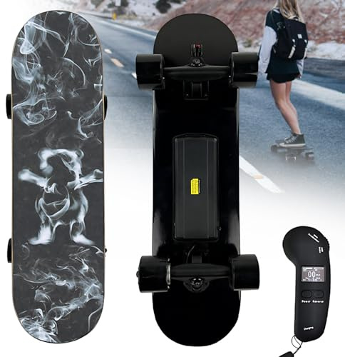 Skateboard motorizzato per pendolari dal design ultraleggero, con telecomando, velocità massima di 25 km/h, autonomia di 15 km, longboard elettrico perfetto per adolescenti e adulti D-Single-Motor