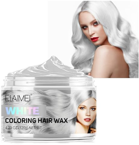 Cera Colorante Capelli Temporanea,Wax Capelli Colorata Lavabile per Uomo e Donna,Cera Styling Capelli con Colore Istantaneo,Facile da Applicare e Lavare,per Feste Cosplay Carnevale Halloween (Bianco)