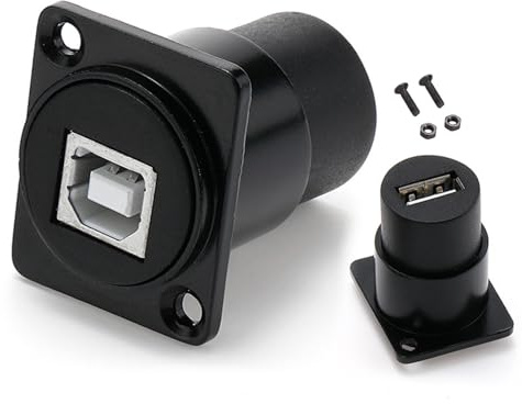 PENGLIN 2PCS USB B to A Panel Mount Connector, D Type USB 2.0 Female Feed Thru Coupler,USB B to USB 2.0 Printer Data Converter Adapter for Scanner External Hard Drive