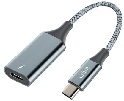 Critin USB C to Light-ning Adapter for iPhone 16/15, iPad Pro/Air 5th, MacBook Pro, Type-C Male to Light-ning Female Converter Support Charging & Fast Data Transfer (No Audio Support)