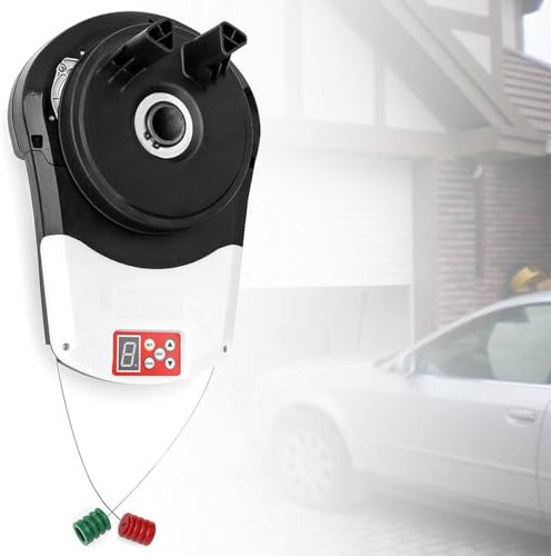 TAHALI Abrepuertas automático enrollable, abridor de puerta automático con 2 mandos a distancia para garaje, almacén, tienda, granero