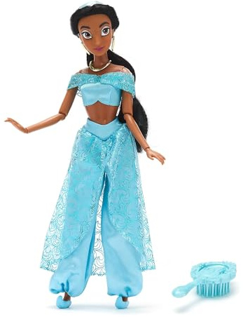 Disney Store Official Jasmine Classic Doll, Aladdin, 29cm/11”, Fully Poseable Disney Princess Doll in a Regal Outfit, Includes Toy Hair Brush - Suitable for Ages 3+